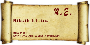 Miksik Ellina névjegykártya